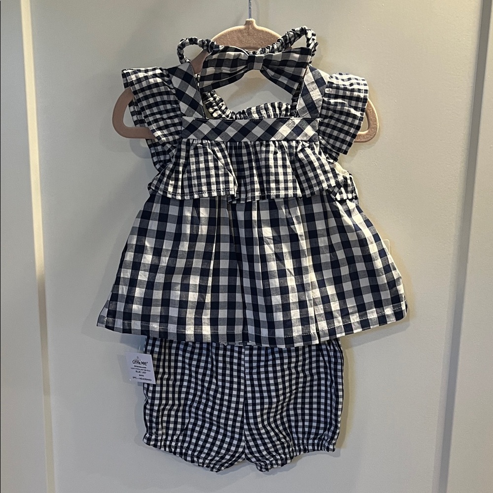 Little Me Black and White Gingham Kids Matching Set